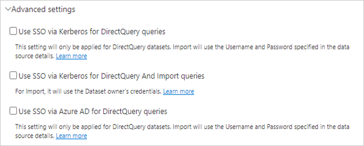 Advanced Settings for SSO - Power BI Data Gateway